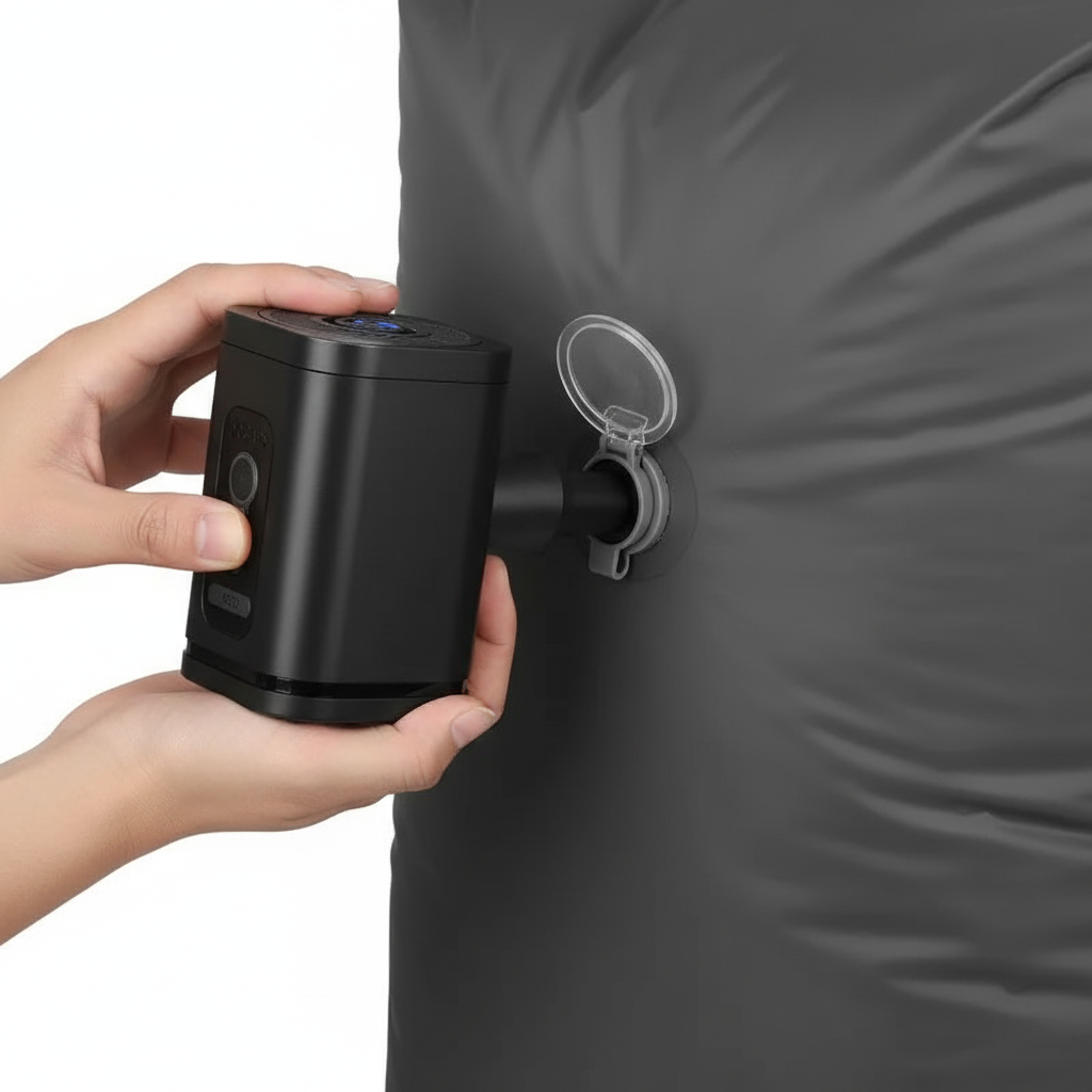 Close-up of air pump mechanism in use