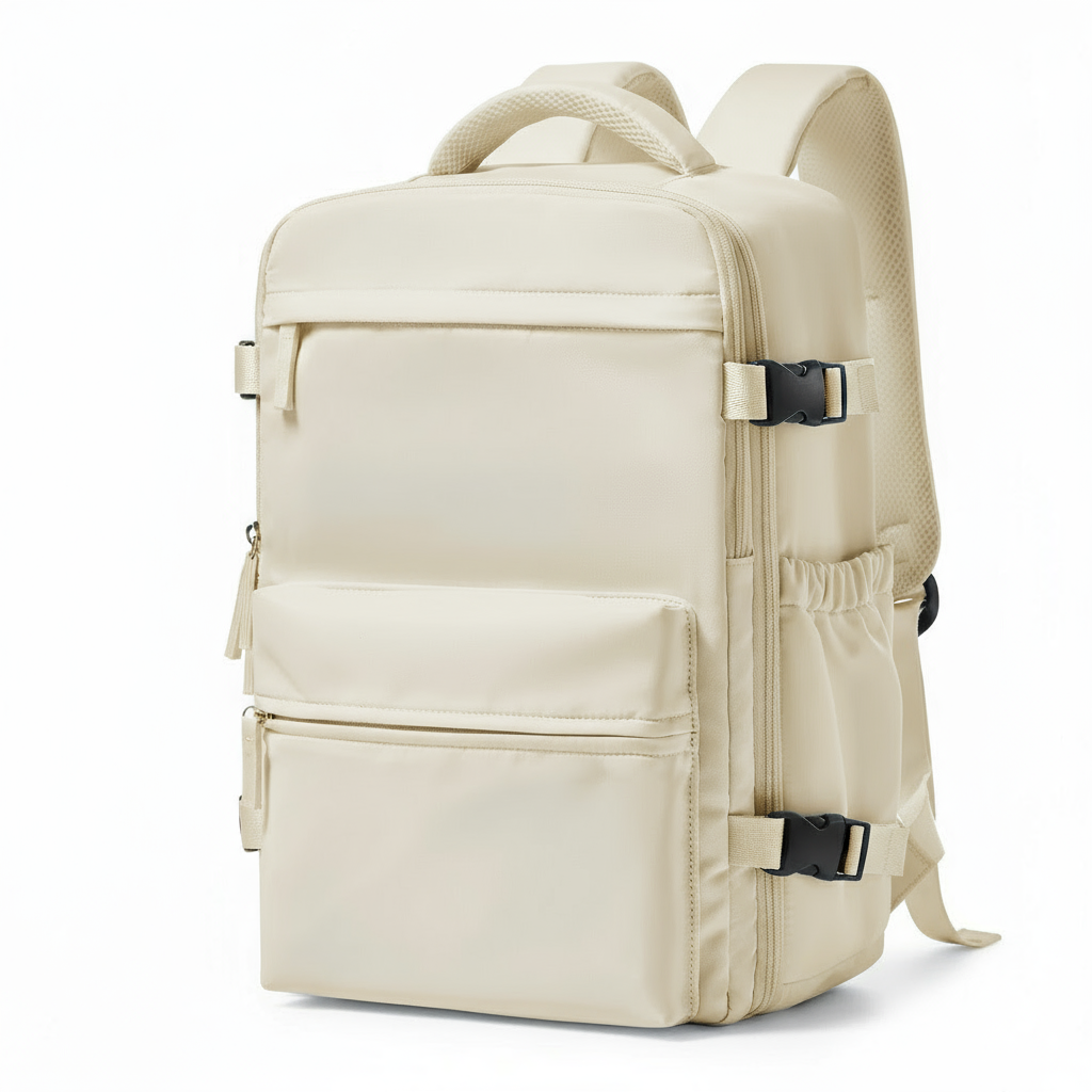 Cream backpack hero shot