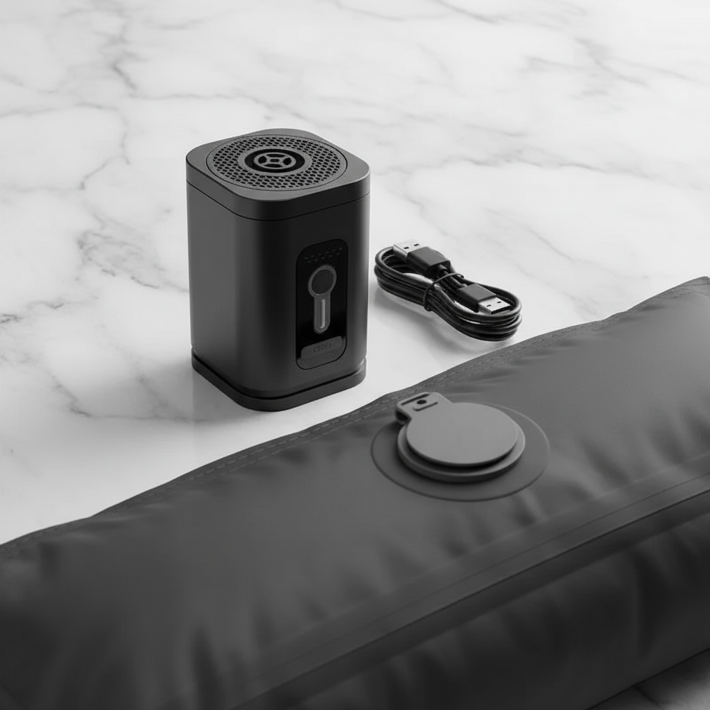 Elegant product shot of air pump on luxury surface